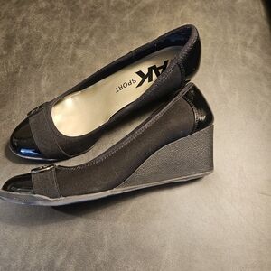 Anne Klein Black Wedge Shoes